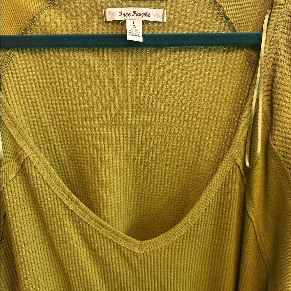 NWT Army Green Free People Ribbed Top - Picture 3 of 5